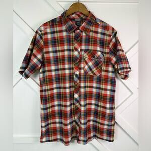 Outdoor Research Pale Ale Red Plaid Stretch Button Front Short Sleeve Shirt XL